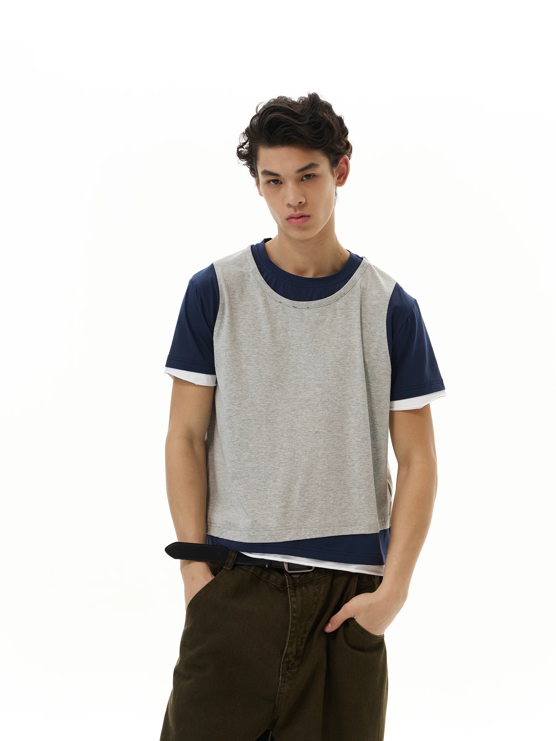 WLNEXT Retro Sports Fake Two Casual Tee