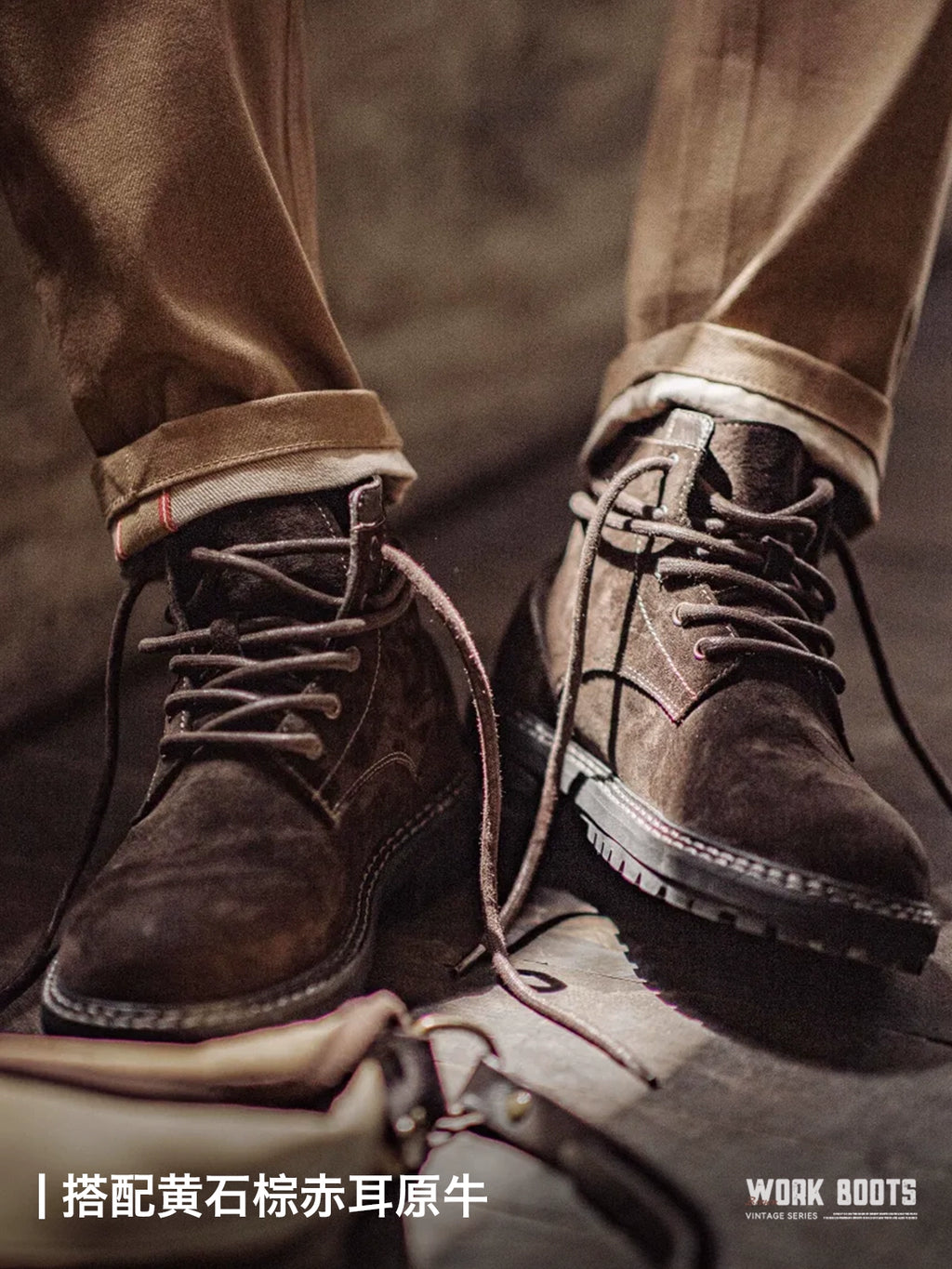 Maden Retro Casual Mid-top Thick-soled Leather Breathable Martin Boots