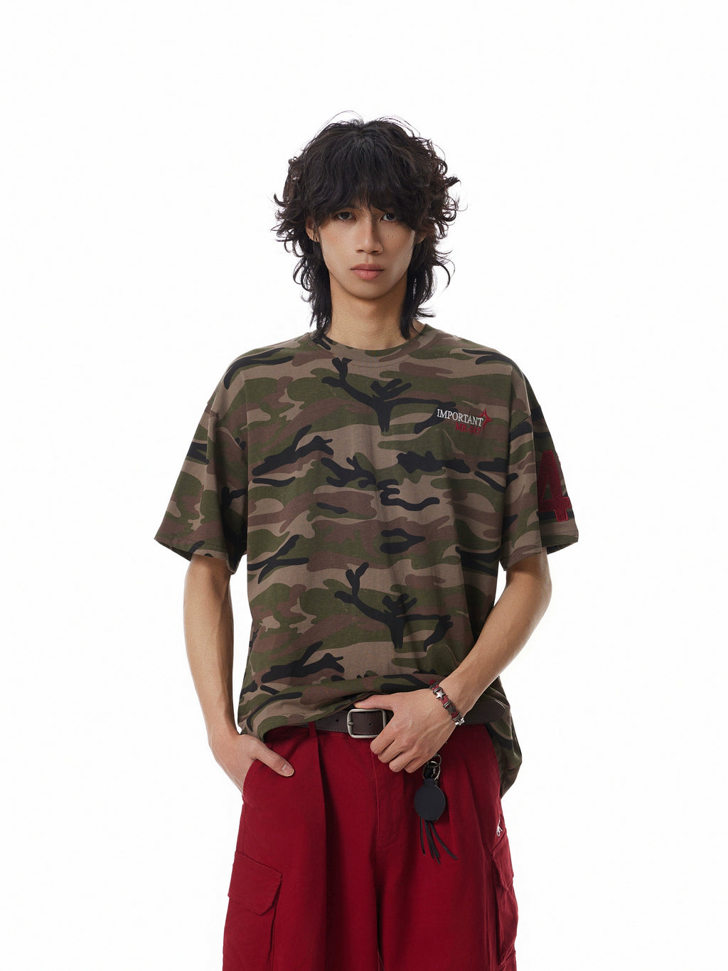 BTSG Niche High Street Embroidery Washed Camouflage Oversized Tee