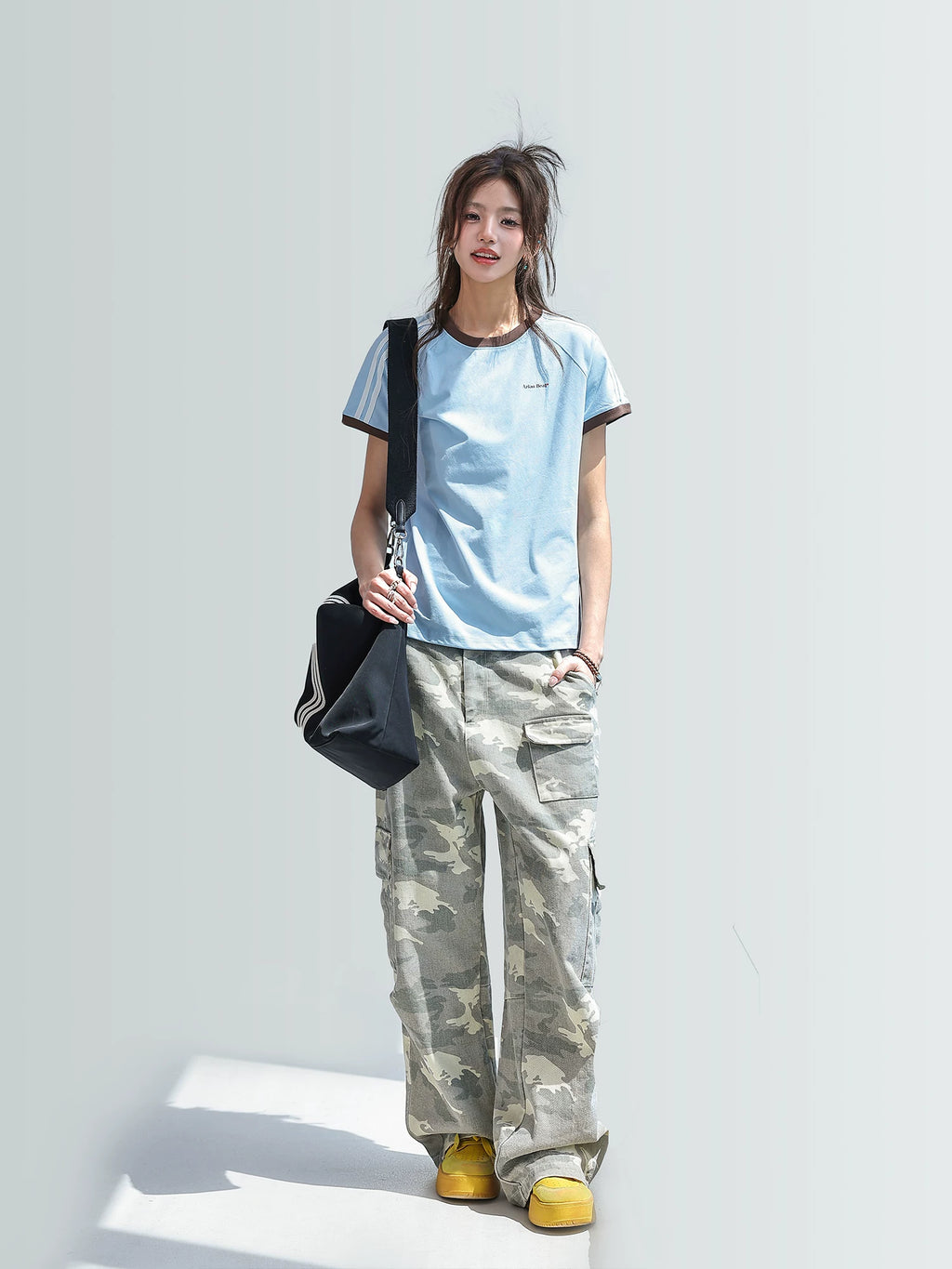 CHANT2nd Striped Splicing Short Tee