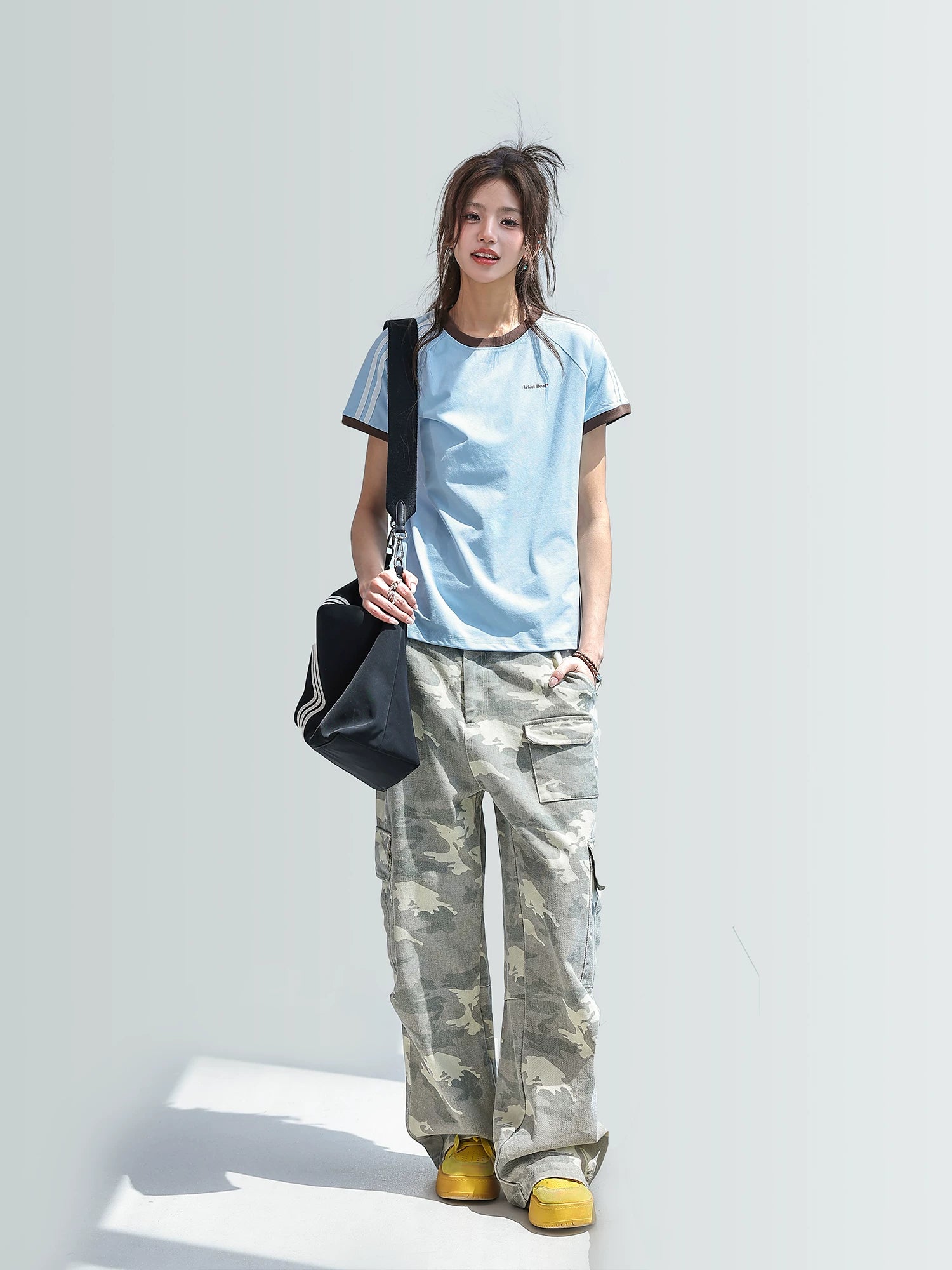 CHANT2nd Striped Splicing Short Tee