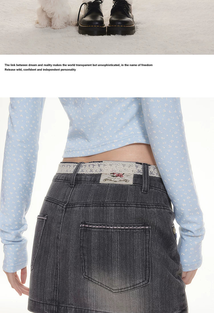 IMONE Vintage Versatile Denim Skirt