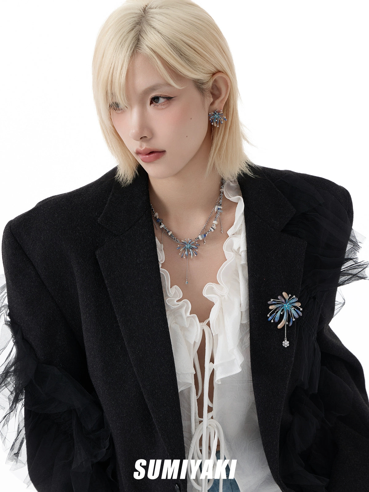 SUMIYAKI Gradual Change Fireworks Beaded Fringed Necklace