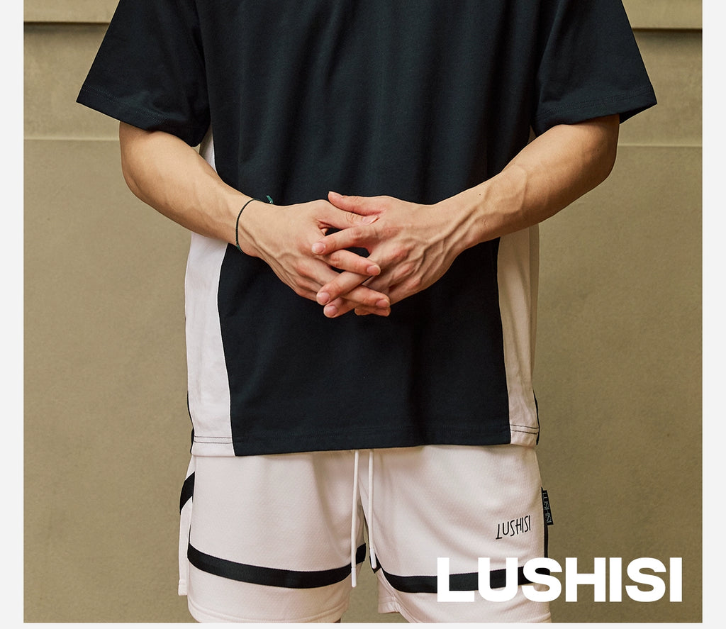 LUSHISI Two-color Splicing Color Matching Quick-drying Tee