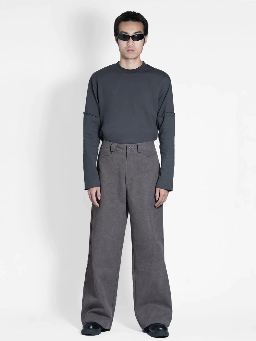 ETHEREAL PRODUCTION Corrugated Loose-cut Leg Canvas Casual Overalls