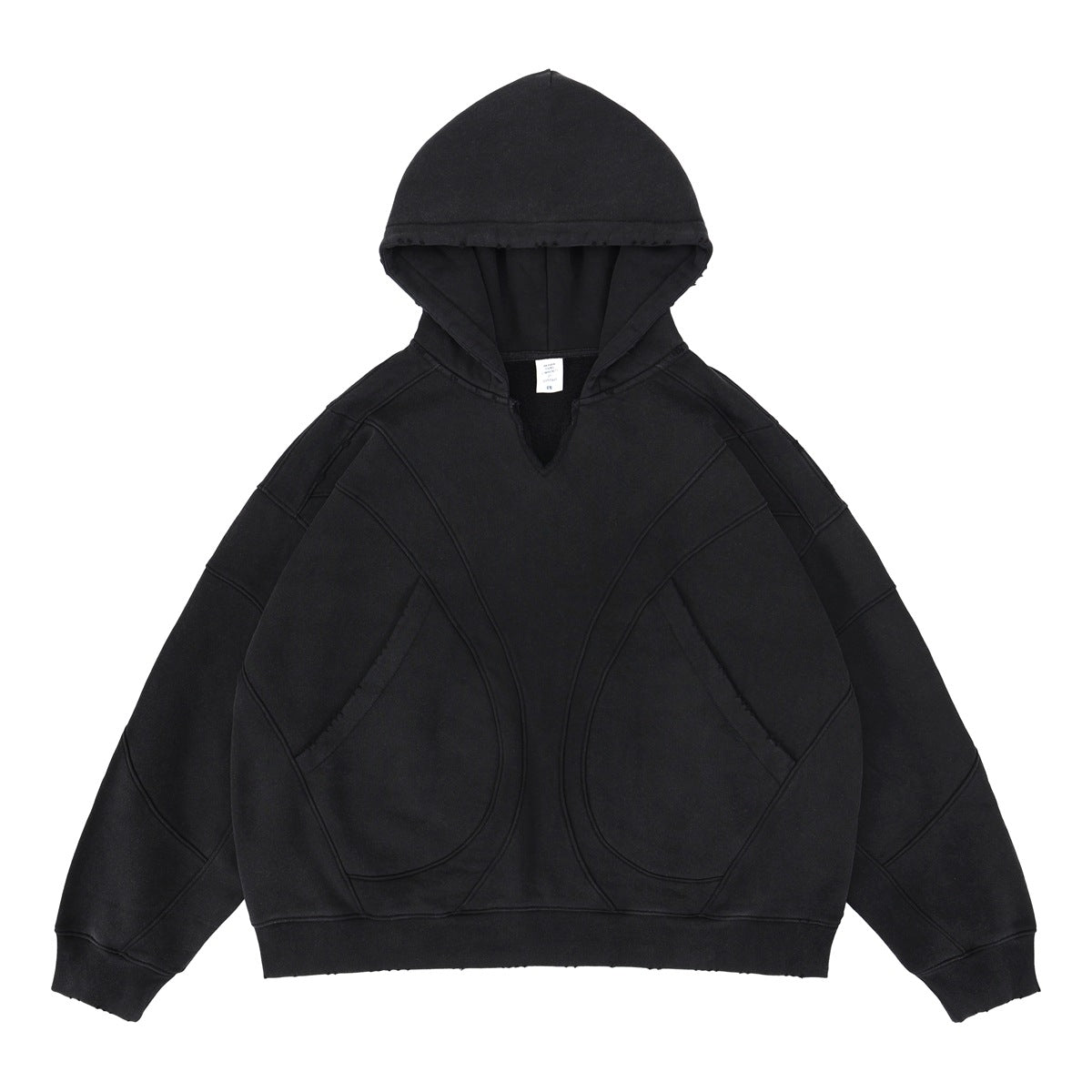 SUPER WAY Vintage Deconstructed Stitching Silhouette Hooded Sweater