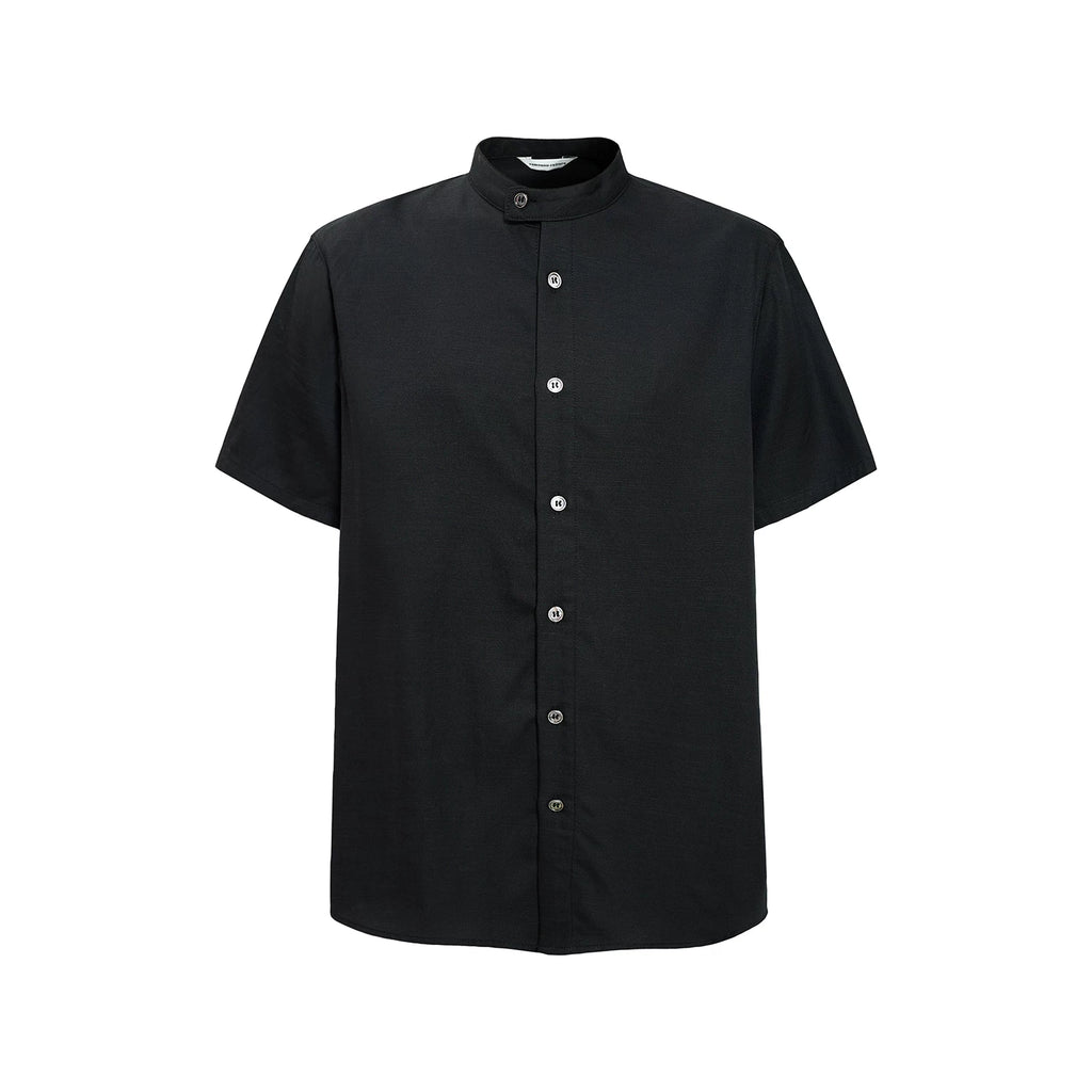 Sameuoo Stand-up Collar Linen Casual Shirt