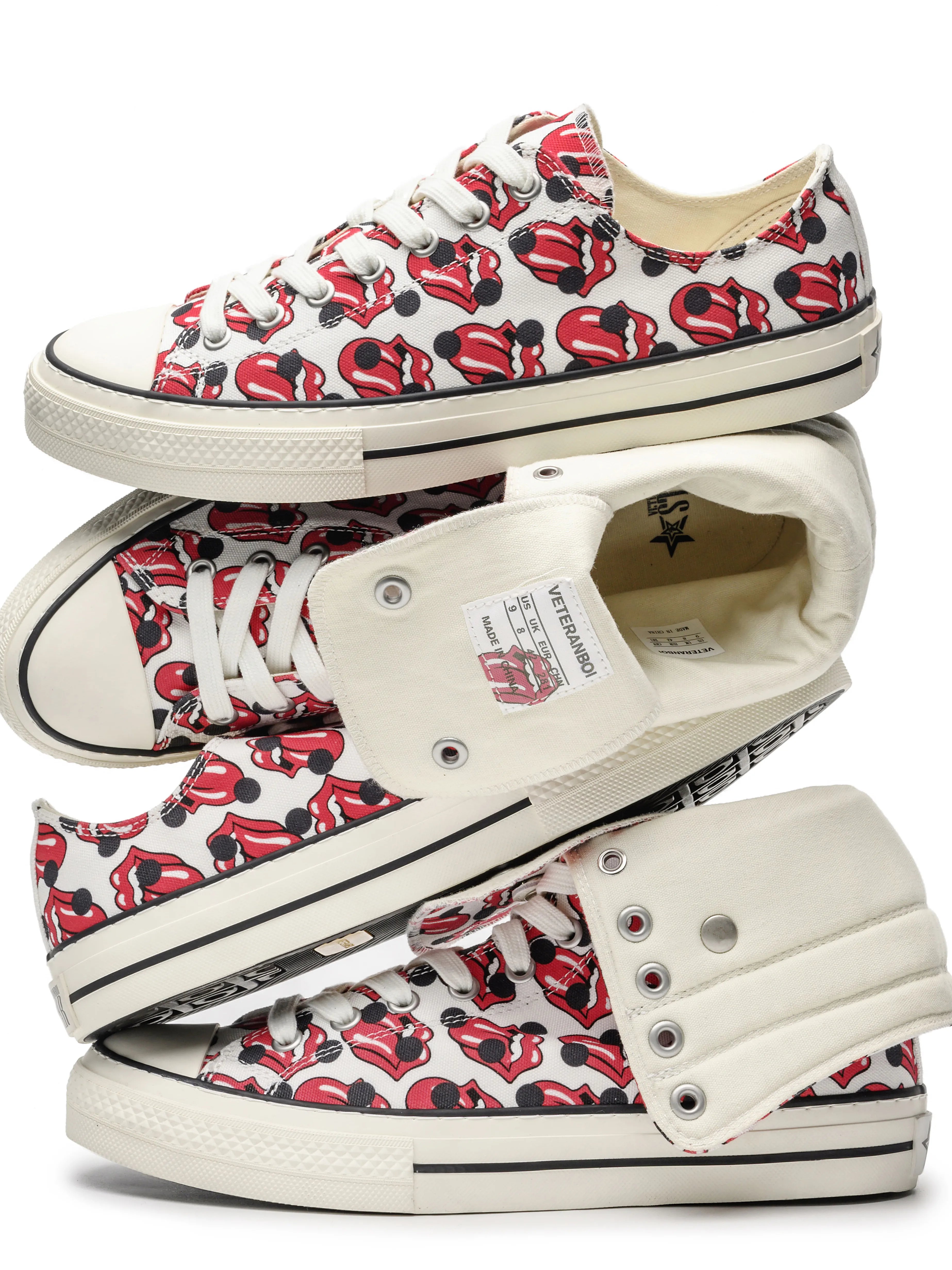 VETERANBOI Tongue Polka Dot Canvas Casual Shoes