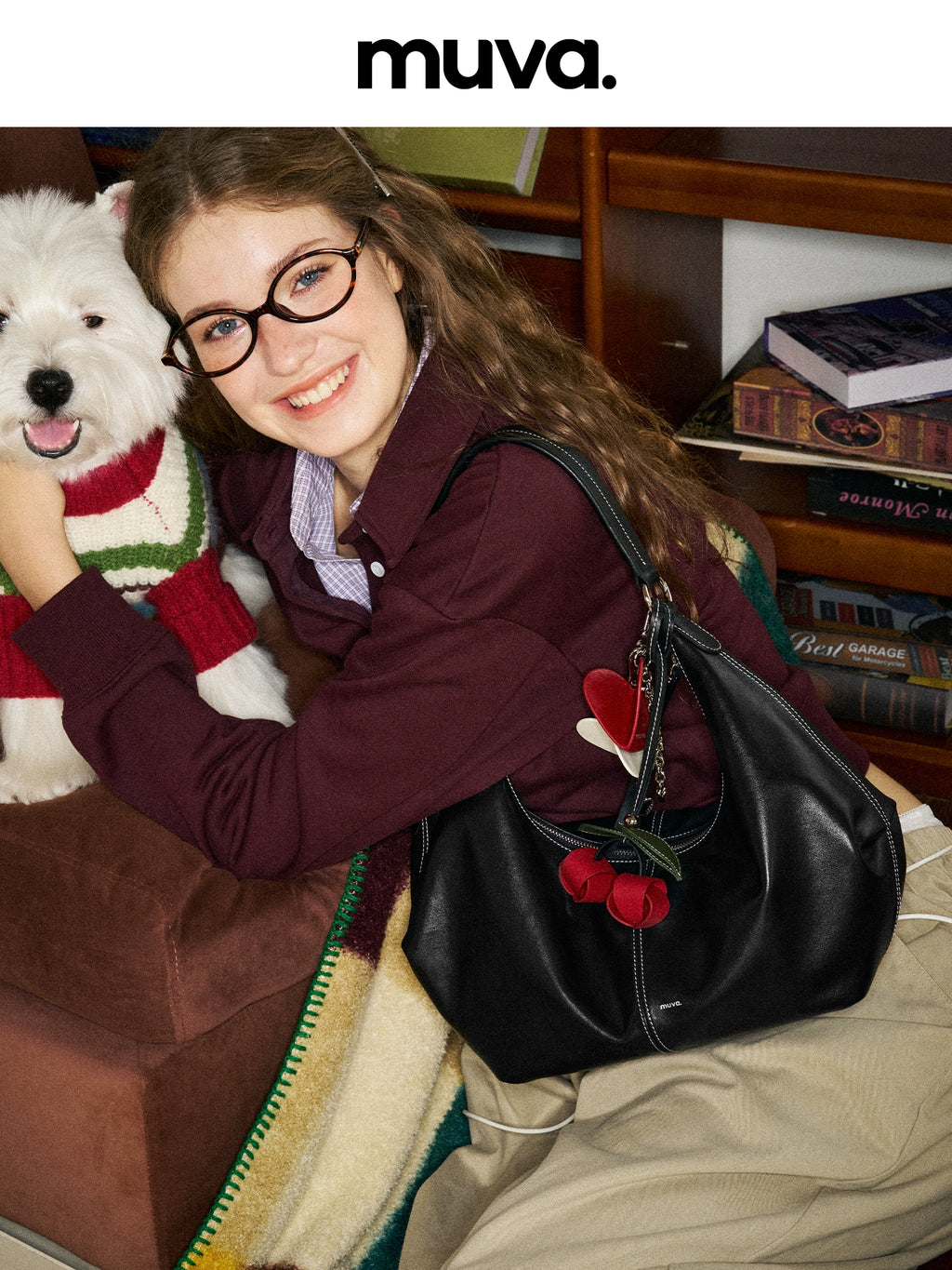 MUVA Woven Cherry Cute Fun Tote Bag