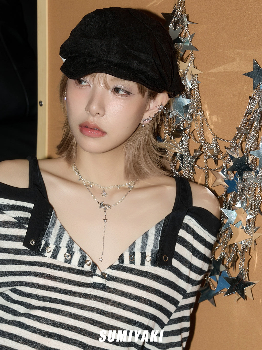 SUMIYAKI Beaded Fringed Star Double Necklace