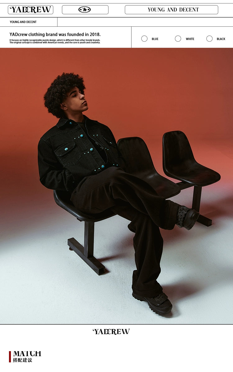 YADcrew turquoise Stones Denim Jacket