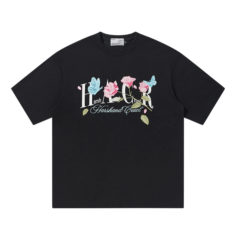Harshandcruel butterfly rose Tee
