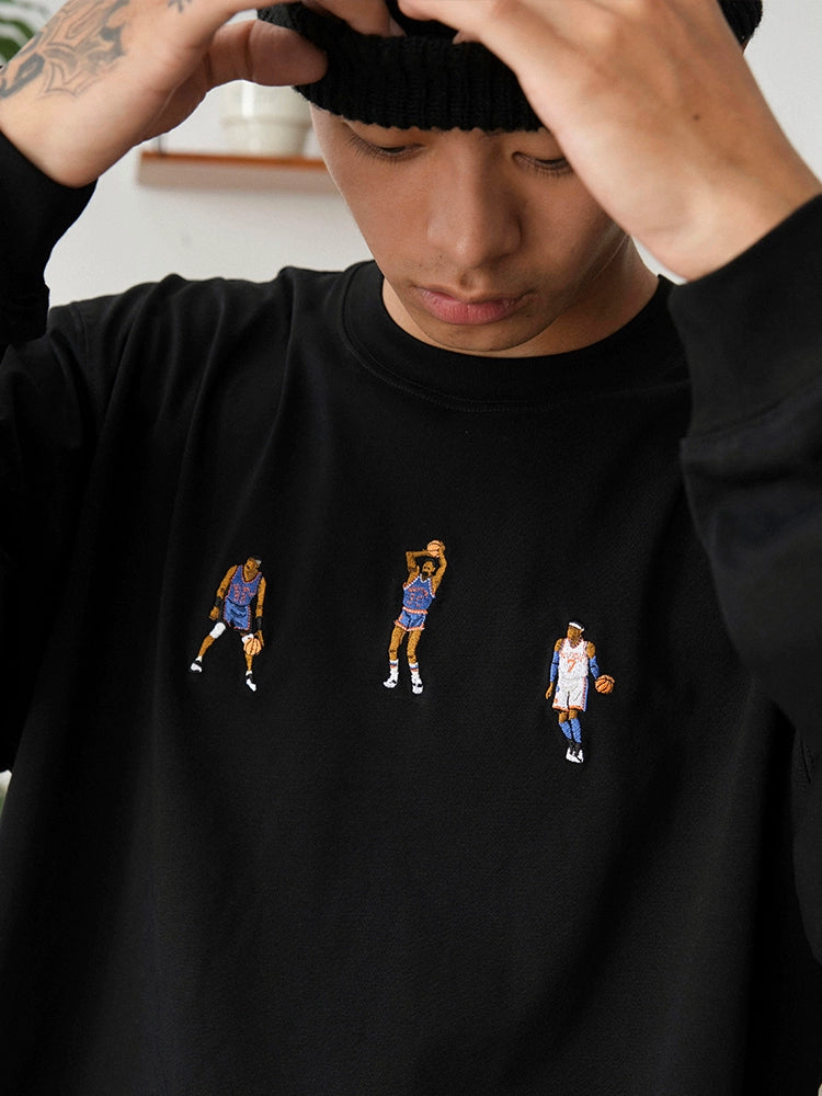 Battles Embroidery Vintage Loose Casual Long Sleeve