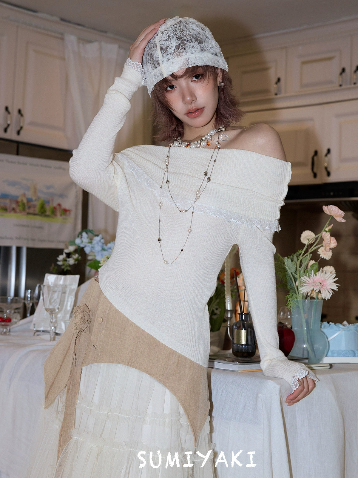 SUMIYAKI Burning Broken Pearl Necklace