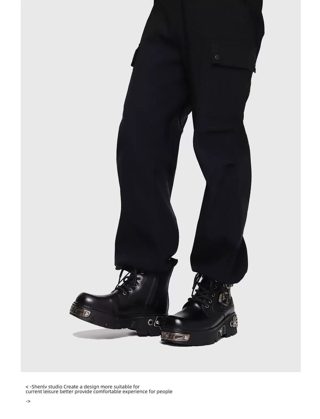 SHENLV STUDIO Skull Platform Martin Leather Boots