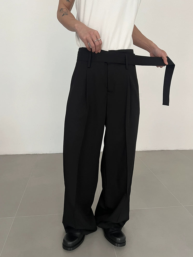 COLN Fashionable Belt Suit Pants