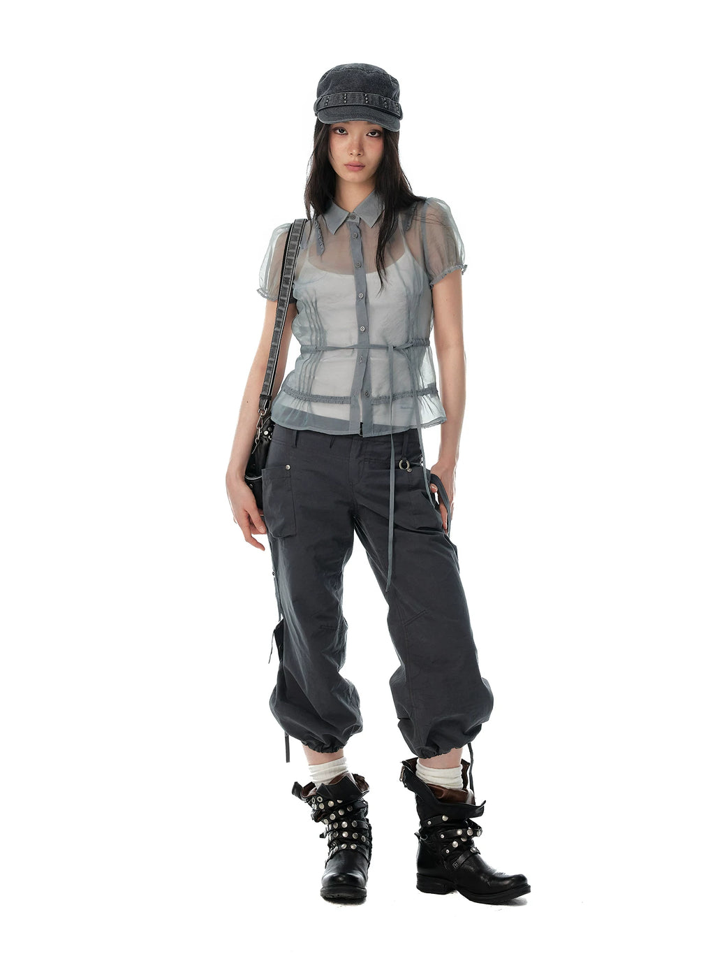 JIKOO Lace Drawstring Thin Shirt