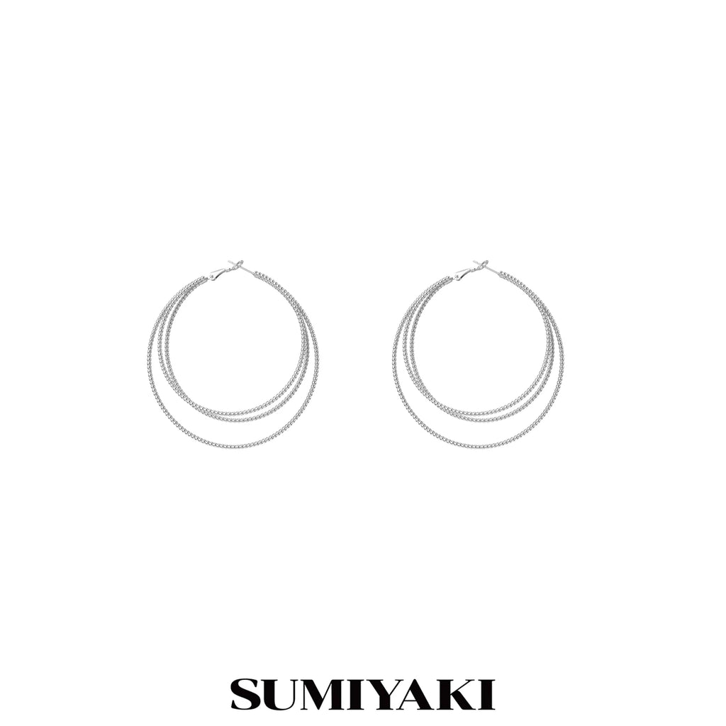 SUMIYAKI Three-layer Premium Plain Ring Earrings