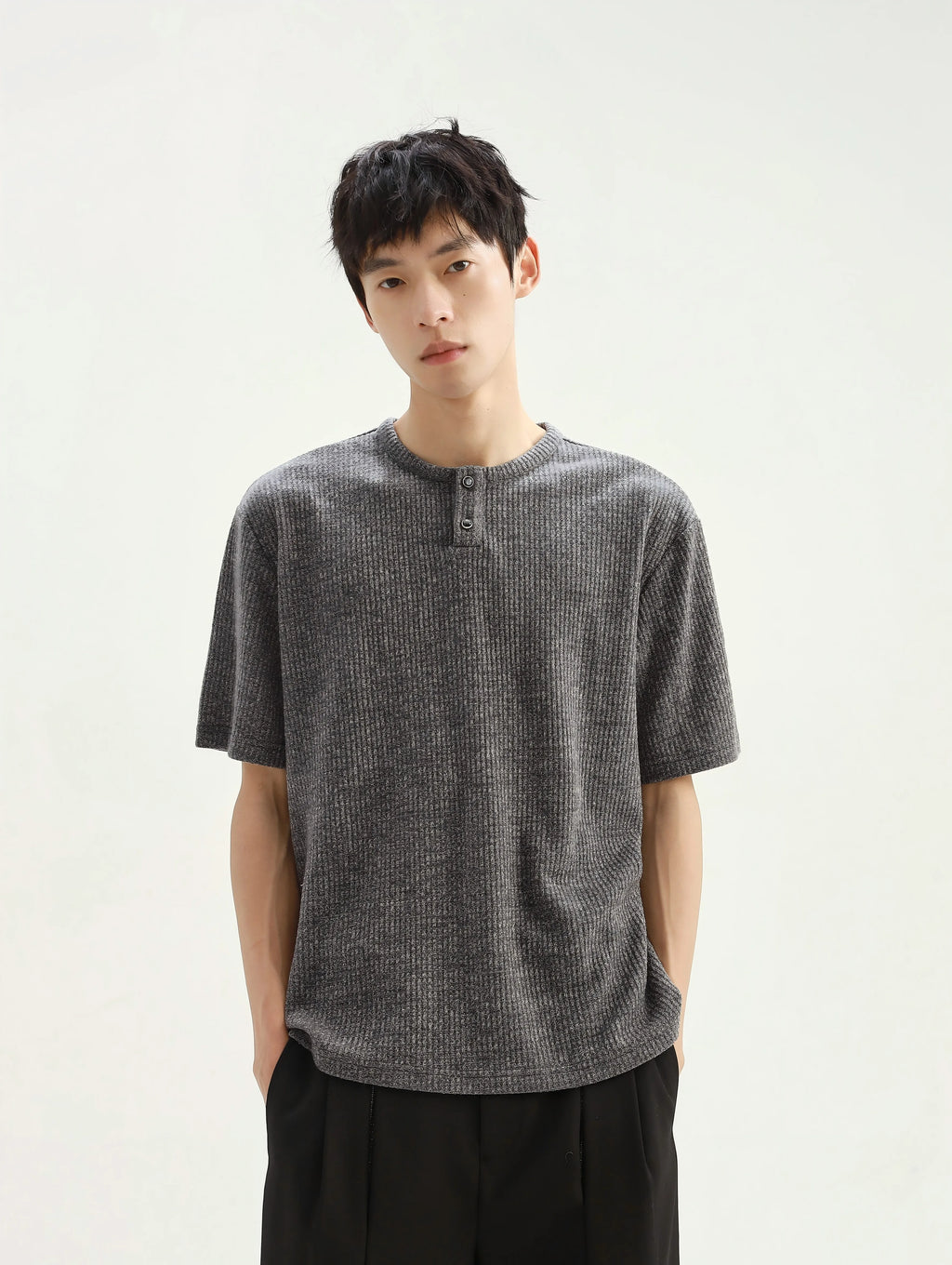 Stay the Night Romagna Henry Neck Loose Casual Simple T-Shirt