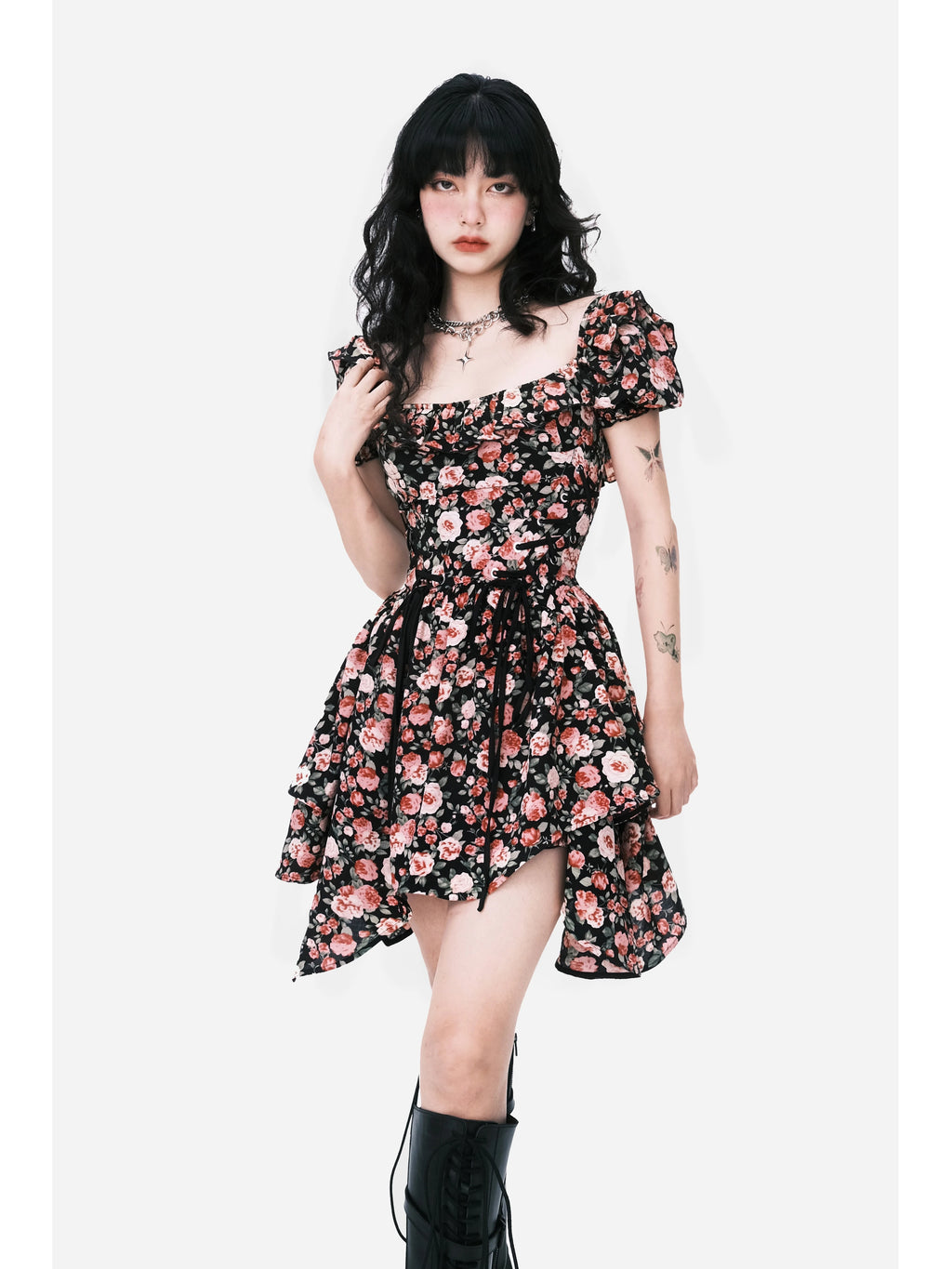 LULUSWINGS Lace-up Waist Irregular Dress