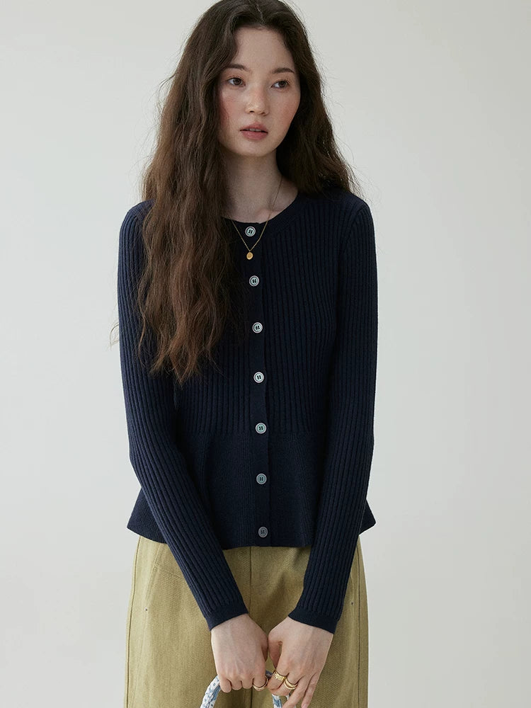 VOOE Waist and Thin Crew Neck Knitted Cardigan