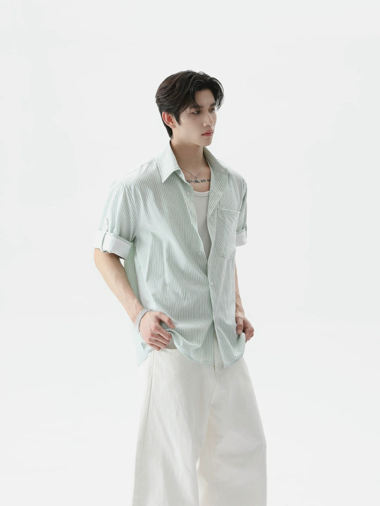 TURNTIDE Casual Loose Simple Striped Shirt