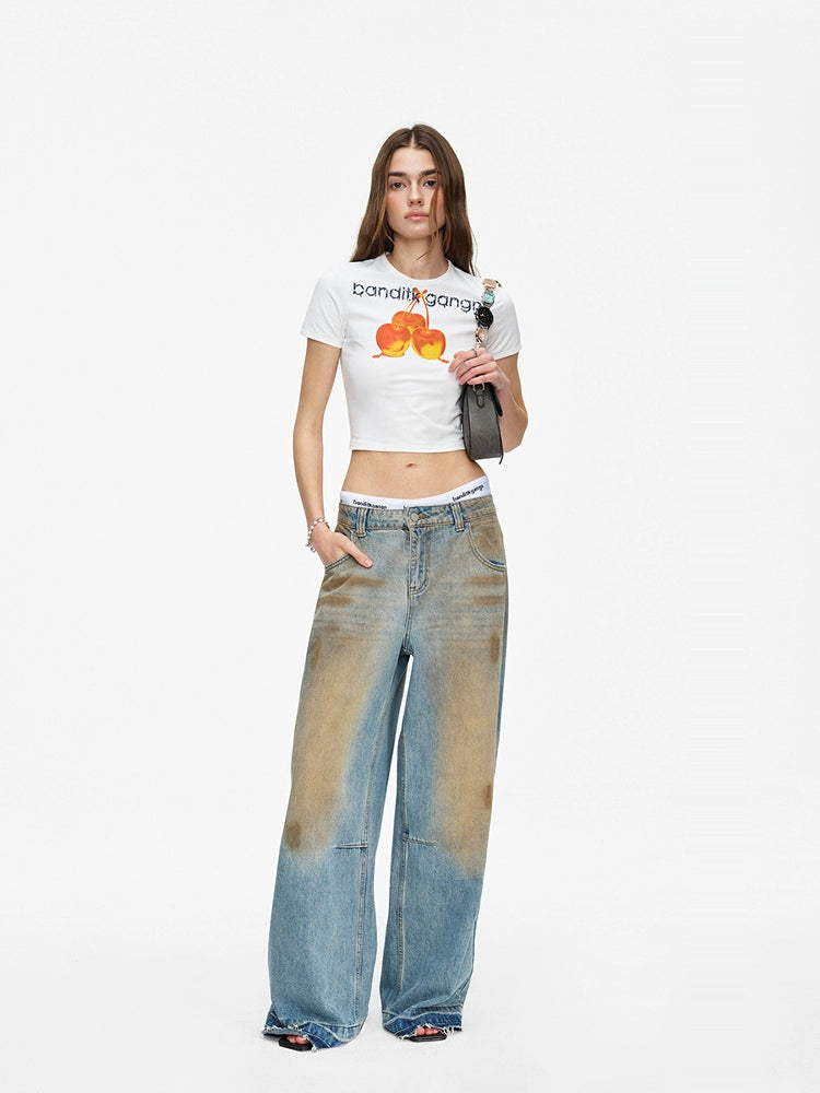 BGT Love Cherry Print Round Neck Tee