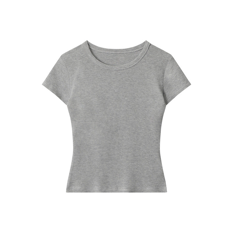 Nariele Shoulder Crew Neck Skinny Versatile Tee