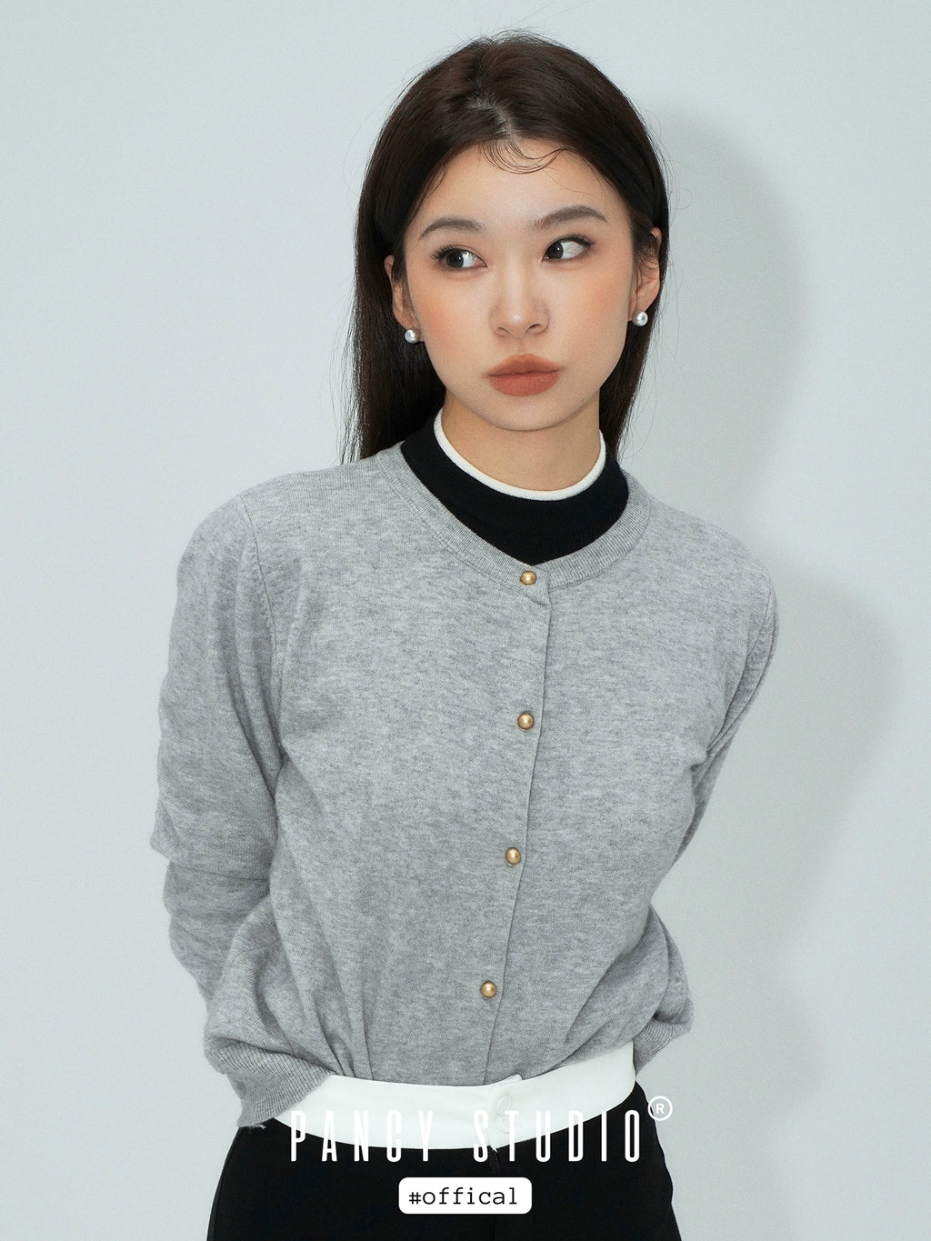 PANCY Low-key Elegant Silver Gray Pearl Stud Earrings