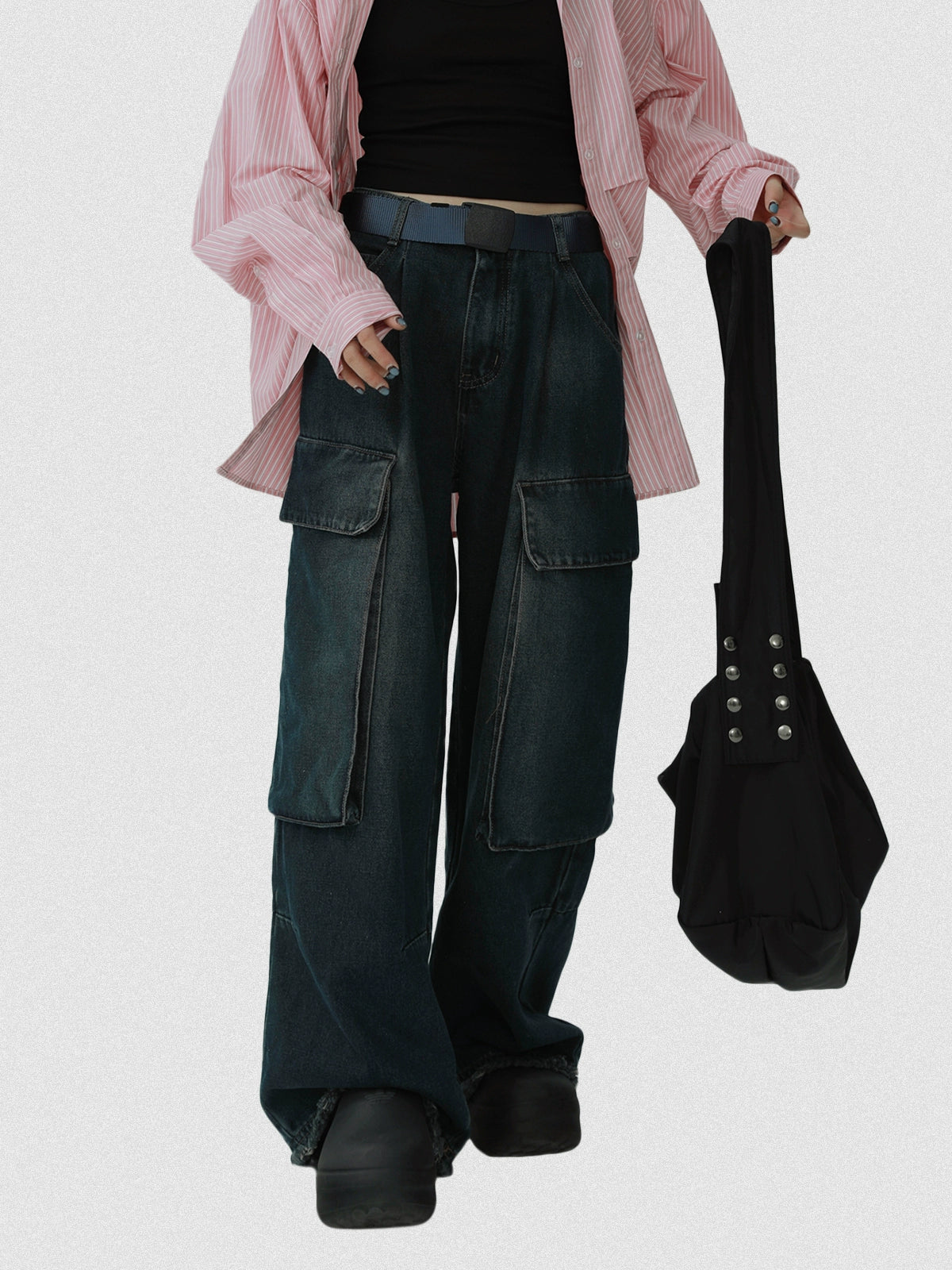 STILLYOU Vintage Tooling Cool Big Pocket Jeans