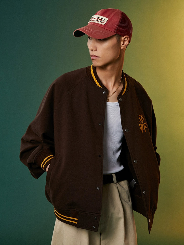 SUPERTOFU Patch Embroidery Contrast Cardigan Sweater
