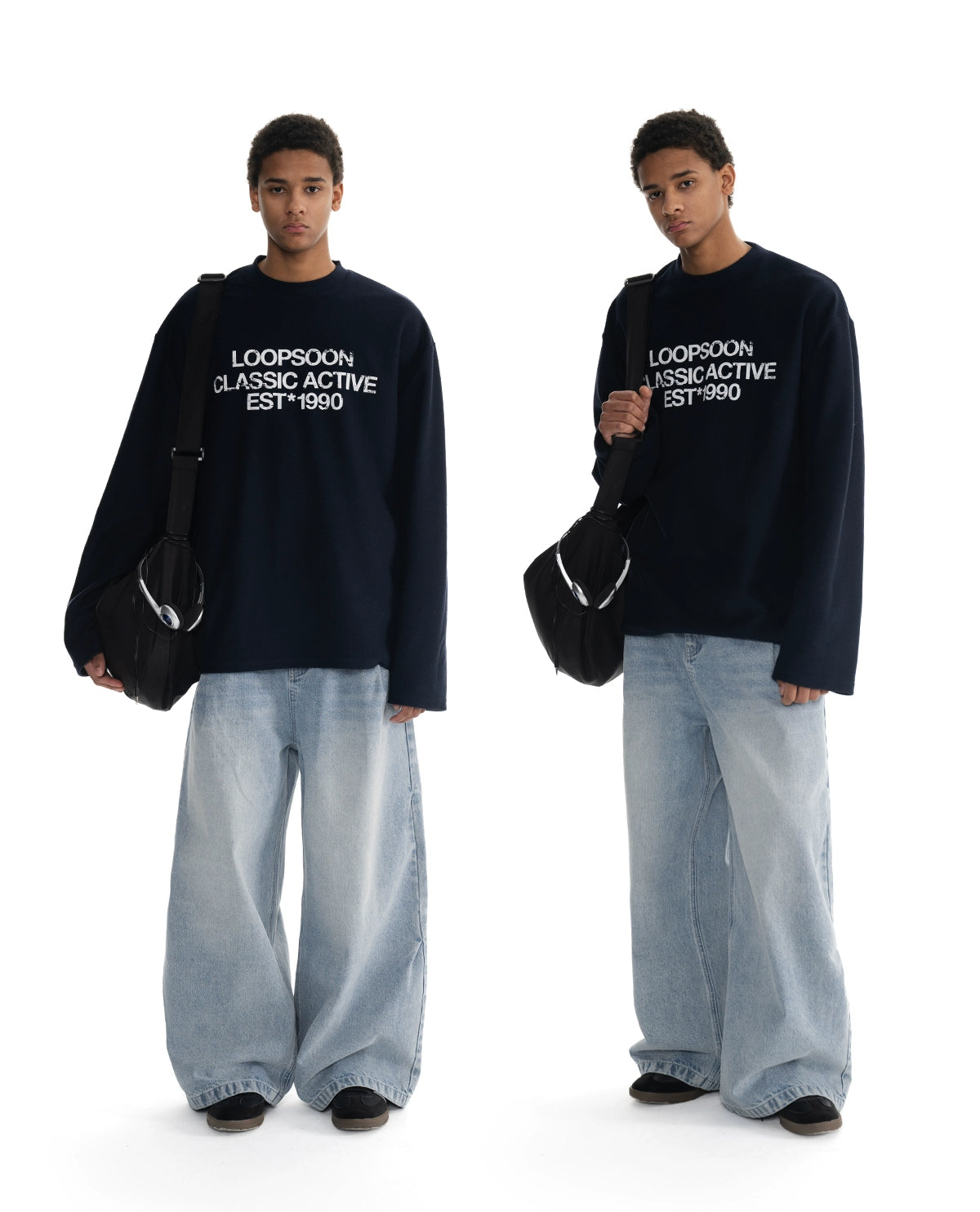 Loopsoon Crew Neck Sleeves Open Versatile Casual Long Sleeves