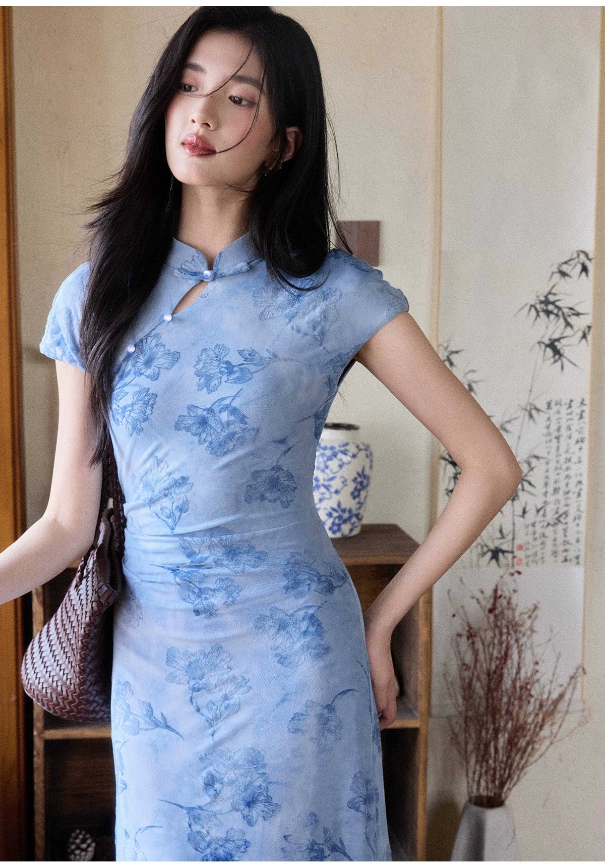 TYANG Smudged Cheongsam Slim-fit Temperament Dress