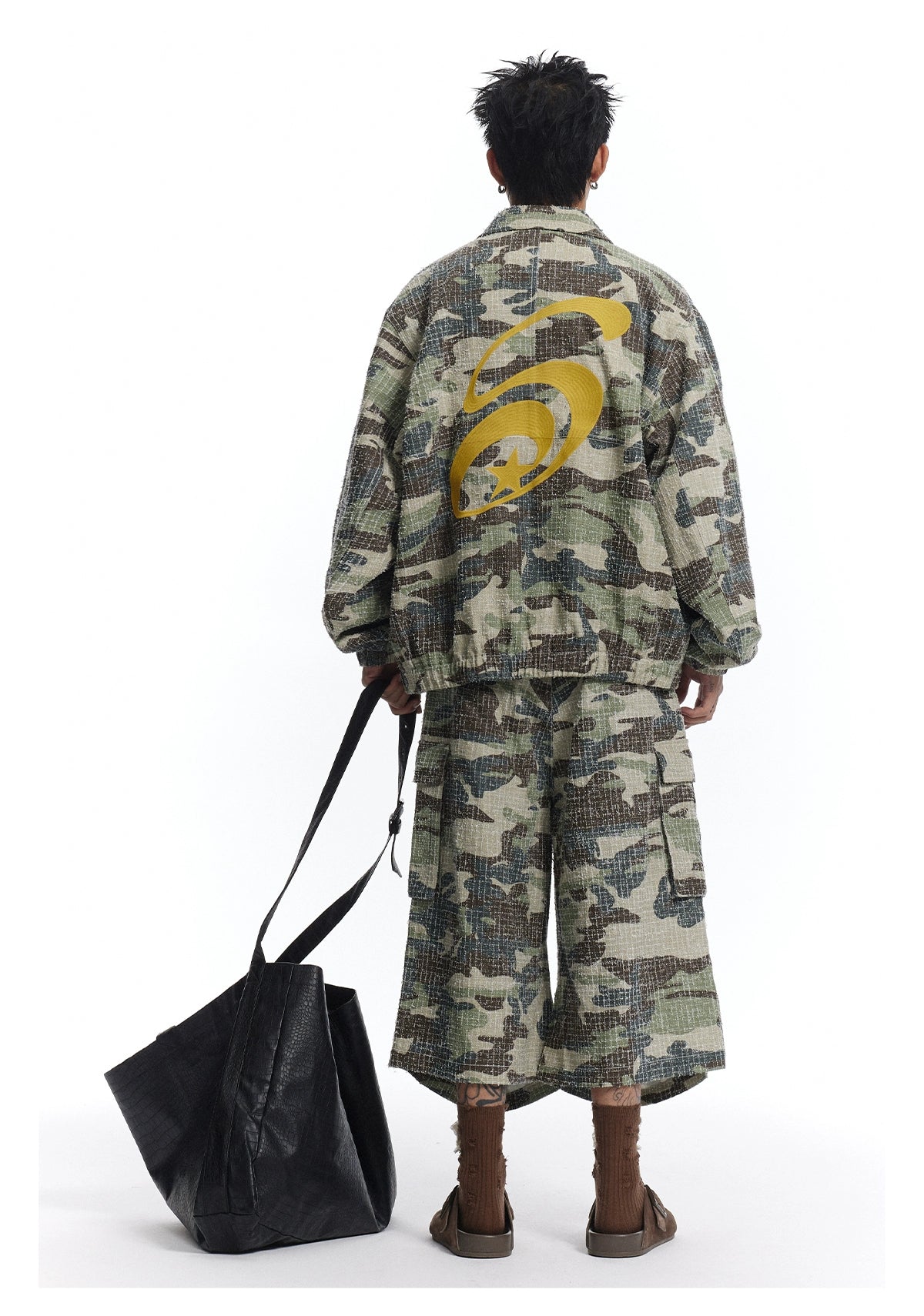 CoosRetro Embroidered Washed Polished Camouflage Jacket