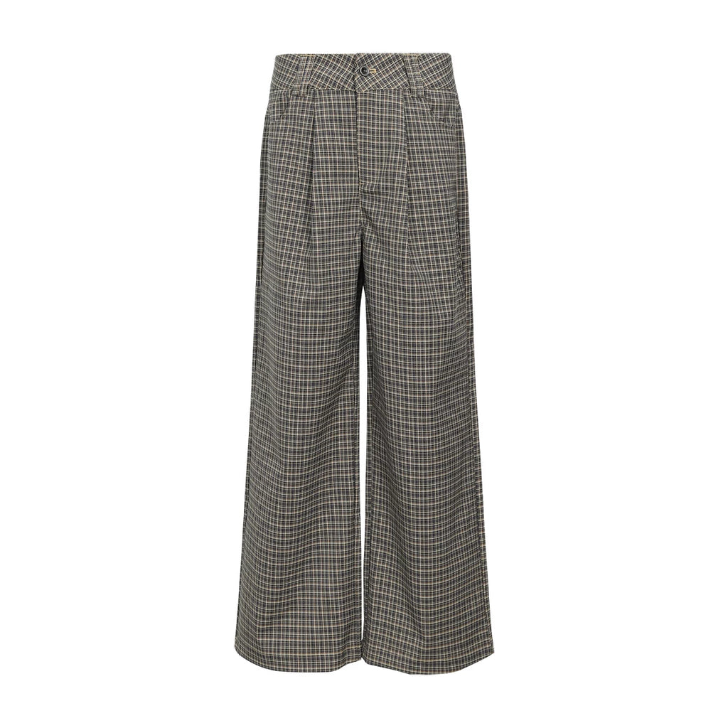 FUNKYFUN Checked Casual Straight Trousers