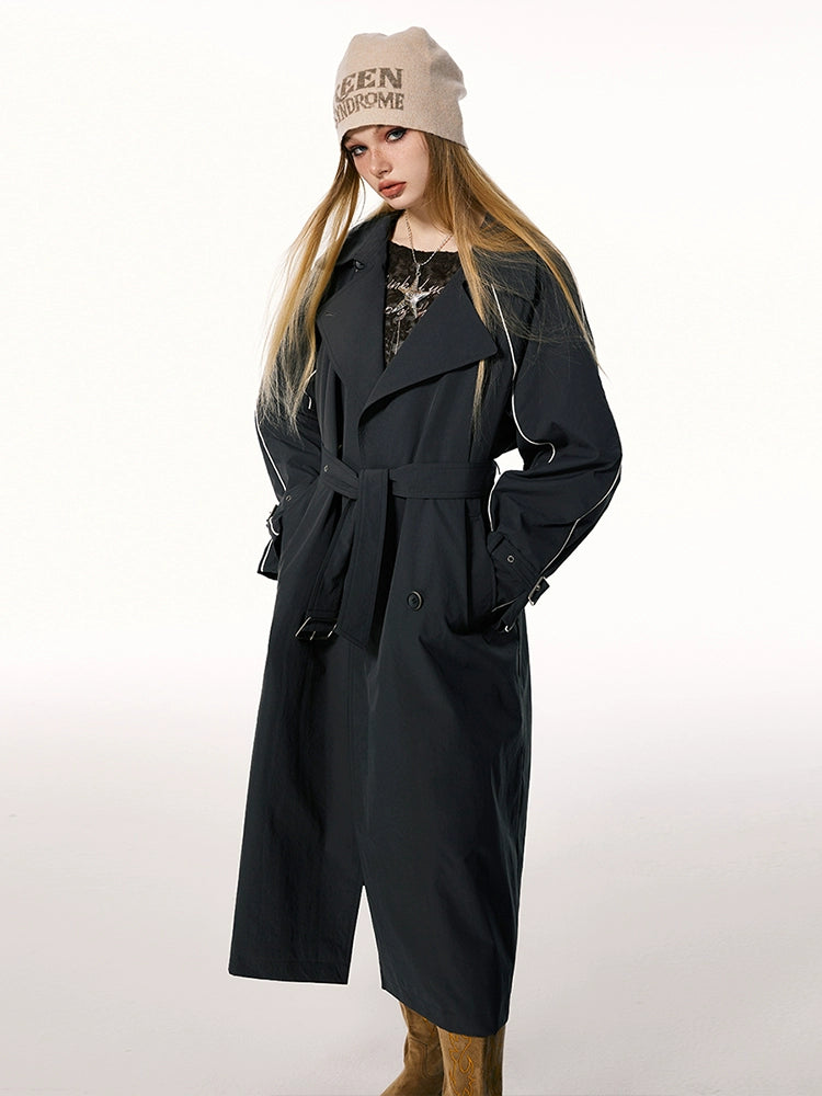 Imone Contrasting Reflective Strip Casual Trench Coat