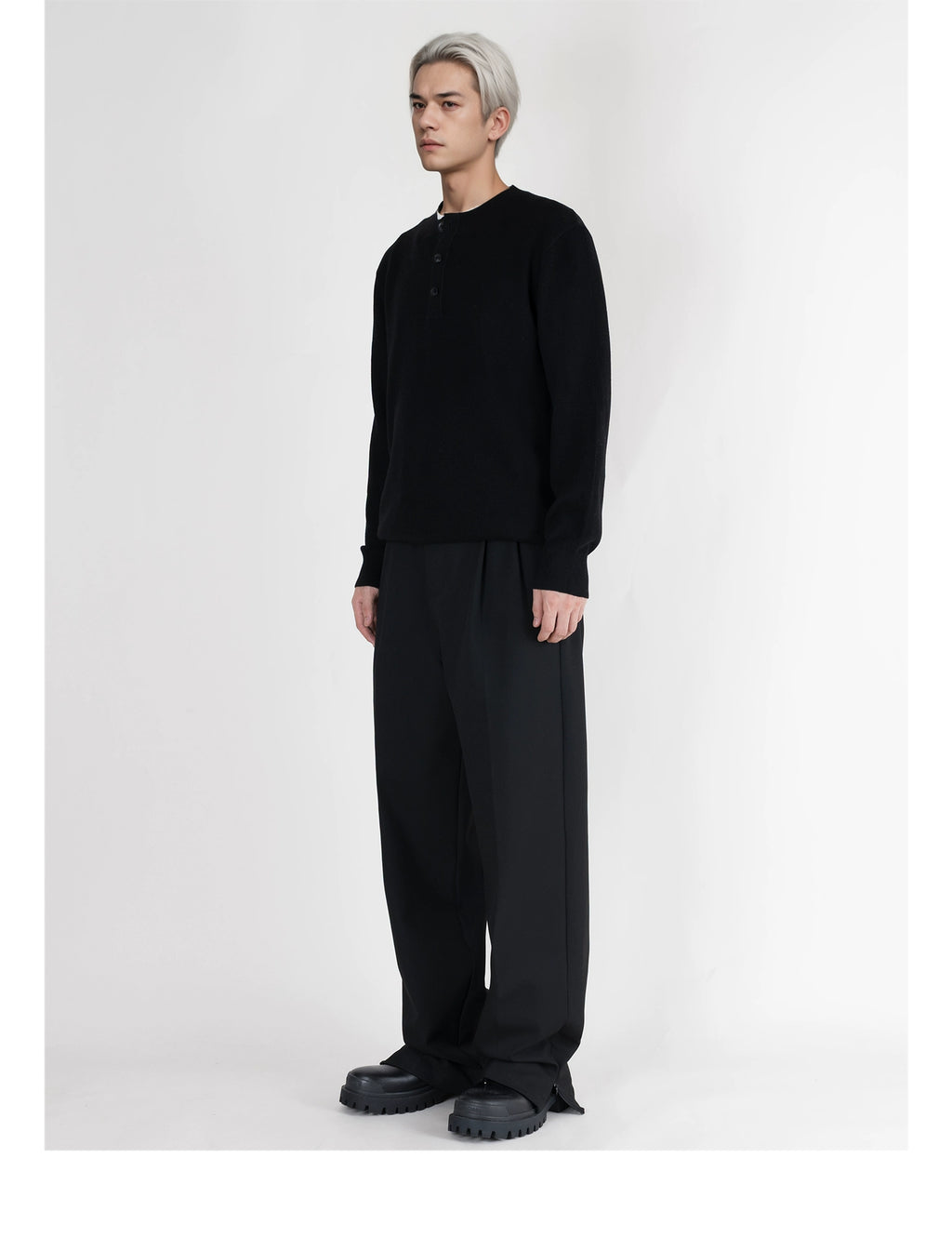 PERDU Henry Neck Casual Knitted Sweater