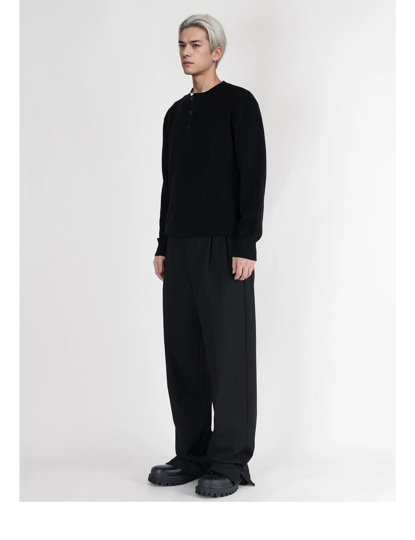 PERDU Henry Neck Casual Knitted Sweater