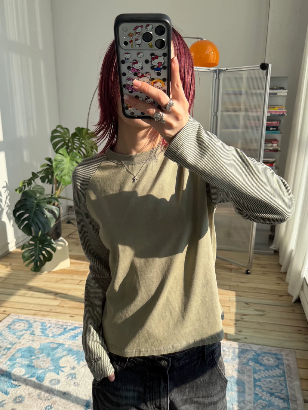 MMBBT Pinstriped Shoulder Sleeves Color Matching Long Sleeves
