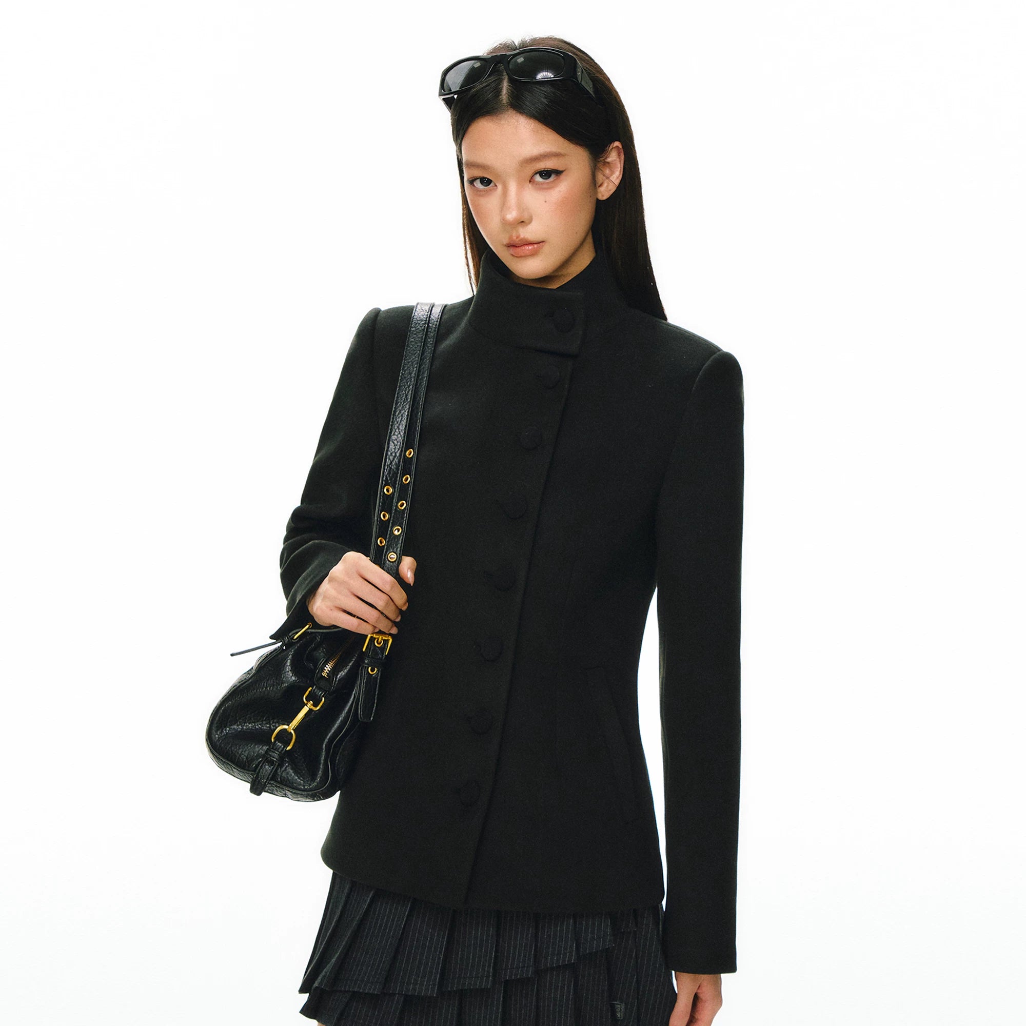 Ariseism Vintage Semi-turtleneck Button Woolen Coat