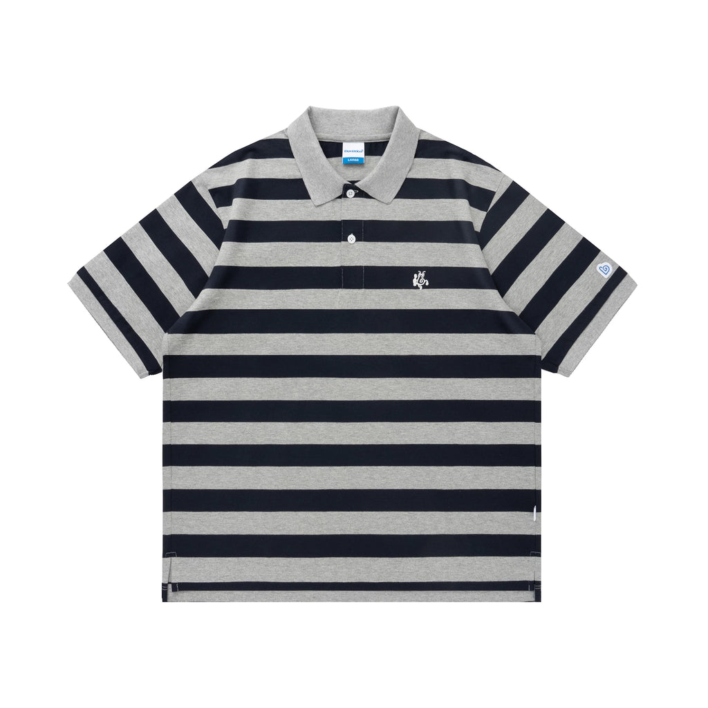 BENT IDEA Wide Stripe Embroidered Polo Shirt Tee