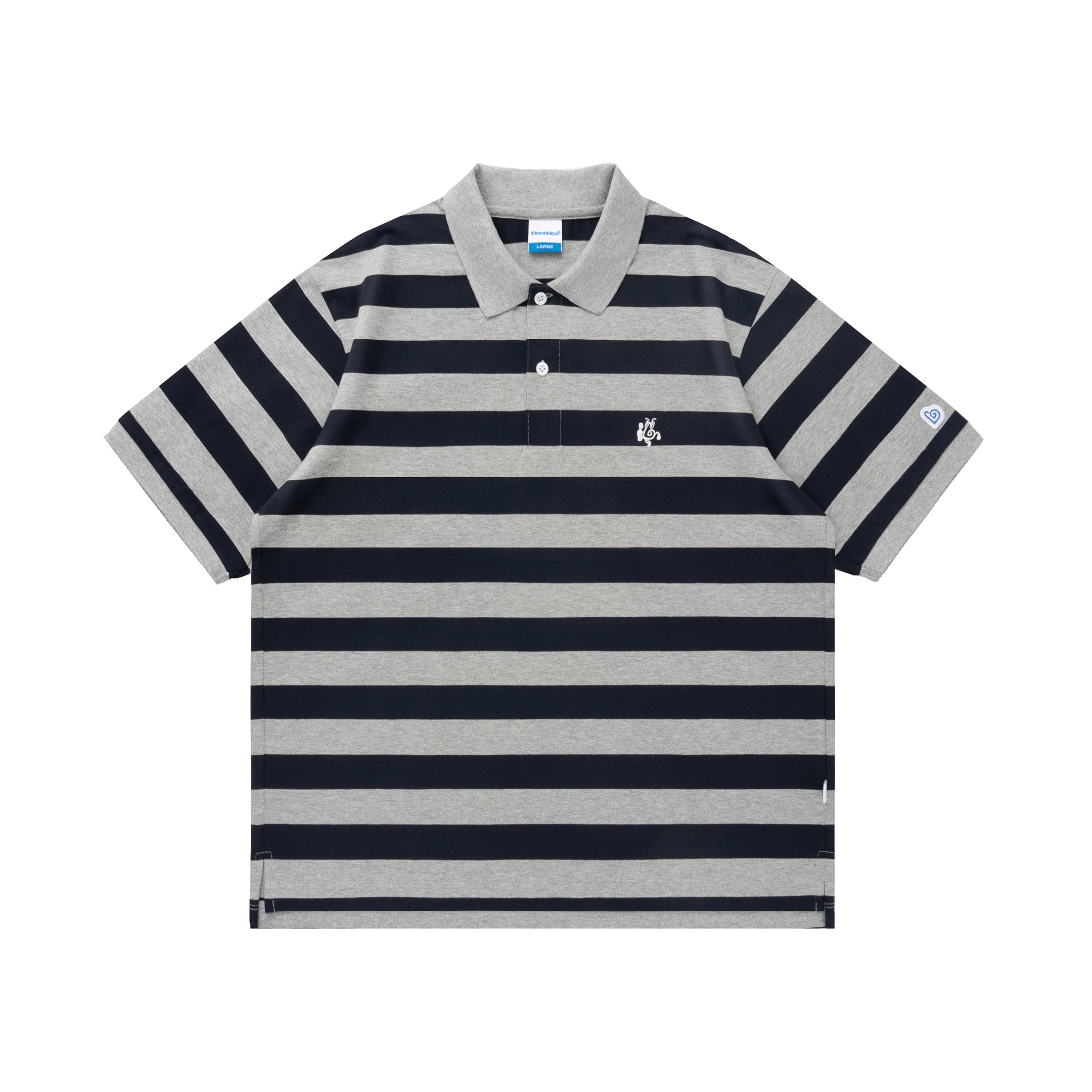 BENT IDEA Wide Stripe Embroidered Polo Shirt Tee