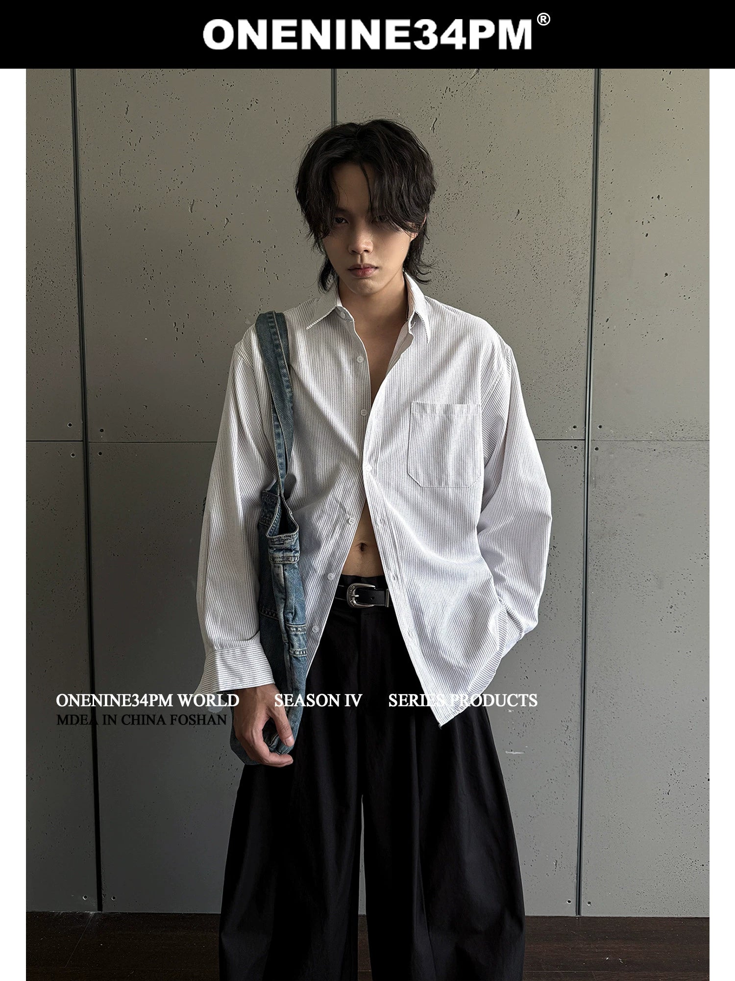 ONENINE34PM Basic Simple Striped Shirt