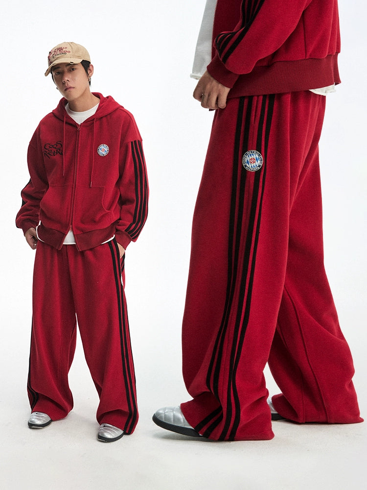 CoosRetro Striped Straight Loose Casual Wide Leg Pants