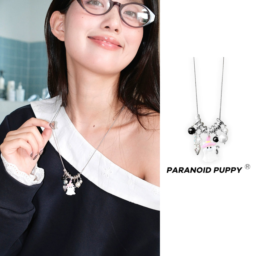 ParanoidP Ghost Cat Pendant Fashion Personality Necklace