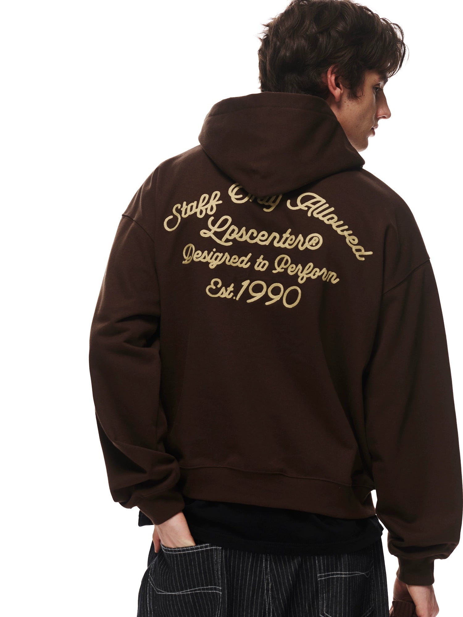 Loopsoon Front and Rear Chain Embroidered Creative Print Hooded Sweater