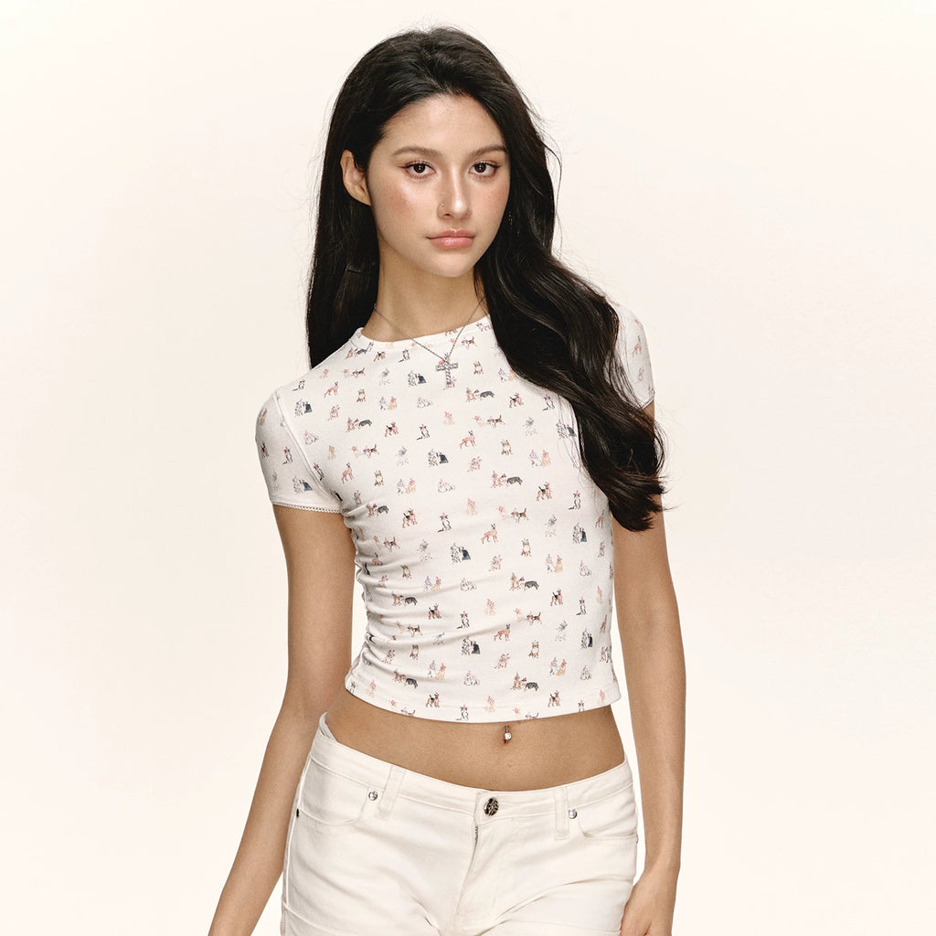 Ariseism Animal Print Cute Slim Tee