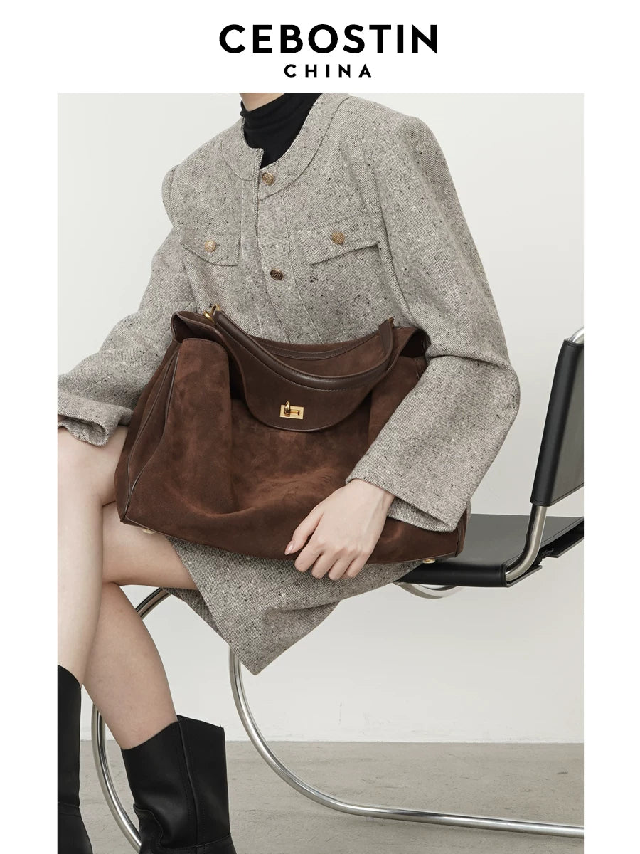 Cebostin Retro Cow Cashmere Large Capacity Tote Bag