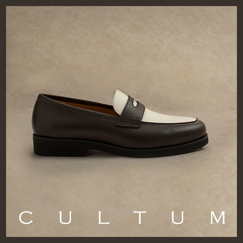 CULTUM Pure Leather Color Matching Flat Leather Shoes