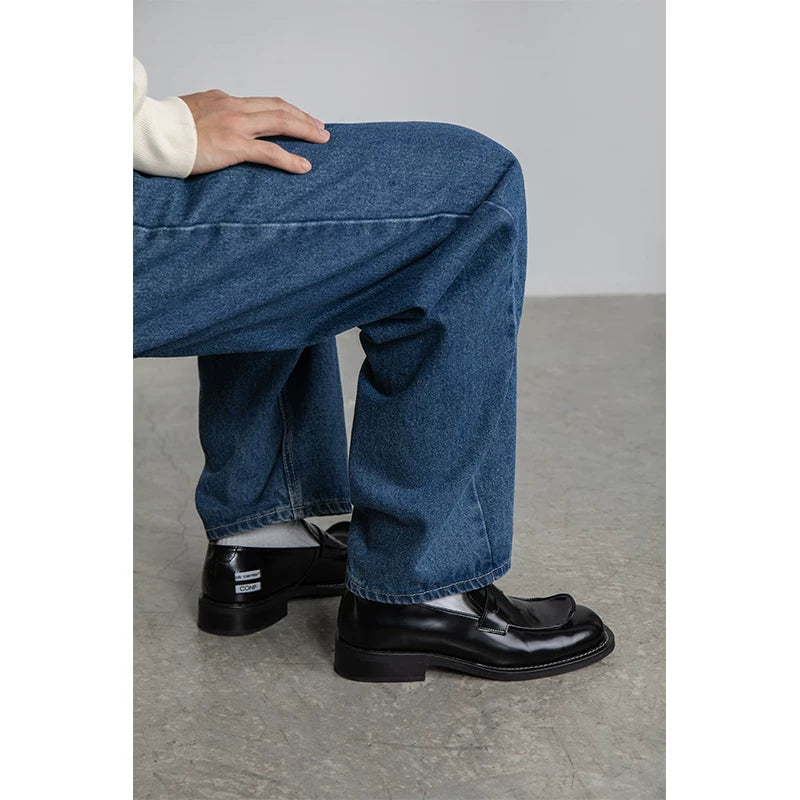 CONP Retro One-pedal Square Head Leather Shoes